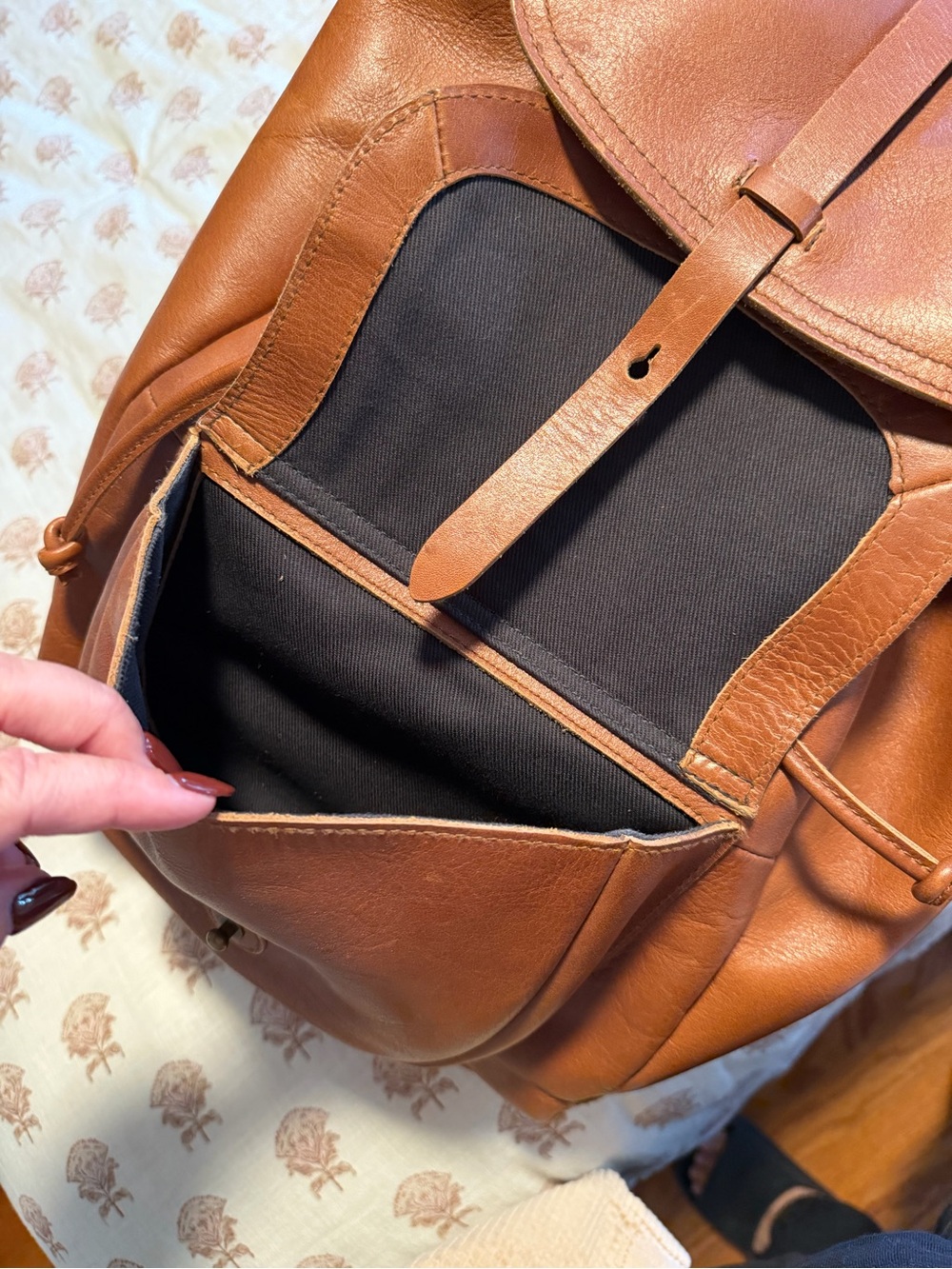 Madewell Cognac Leather Drawstring Backpack - Picture 9 of 9